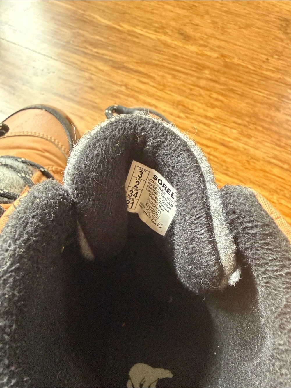 Sorel Whitney III Kids Tan and Black Lace-Up Winter Boots Sz Youth 3